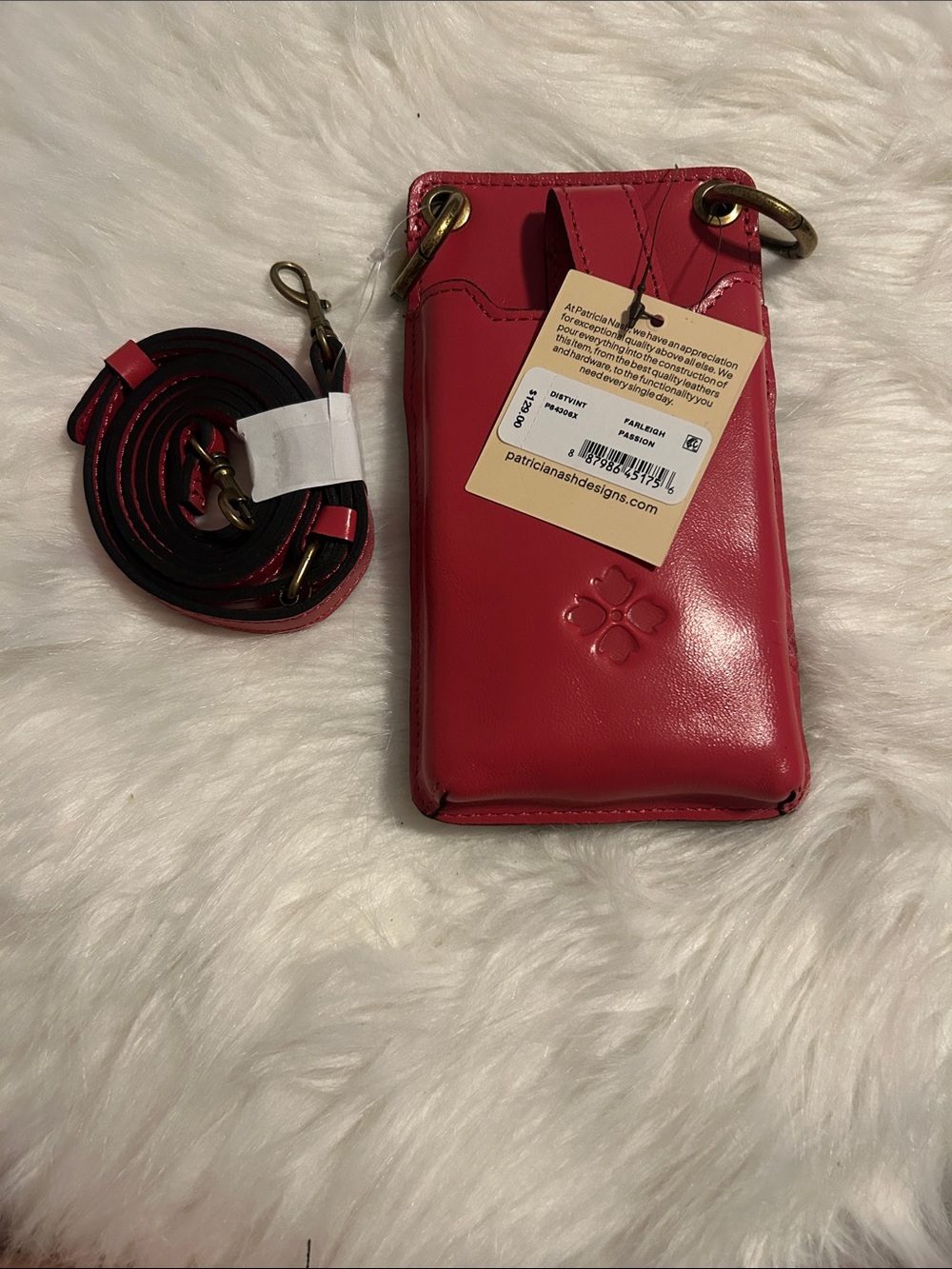 Patricia Nash Pink Leather Crossbody Phone Pouch with Adjustable Strap